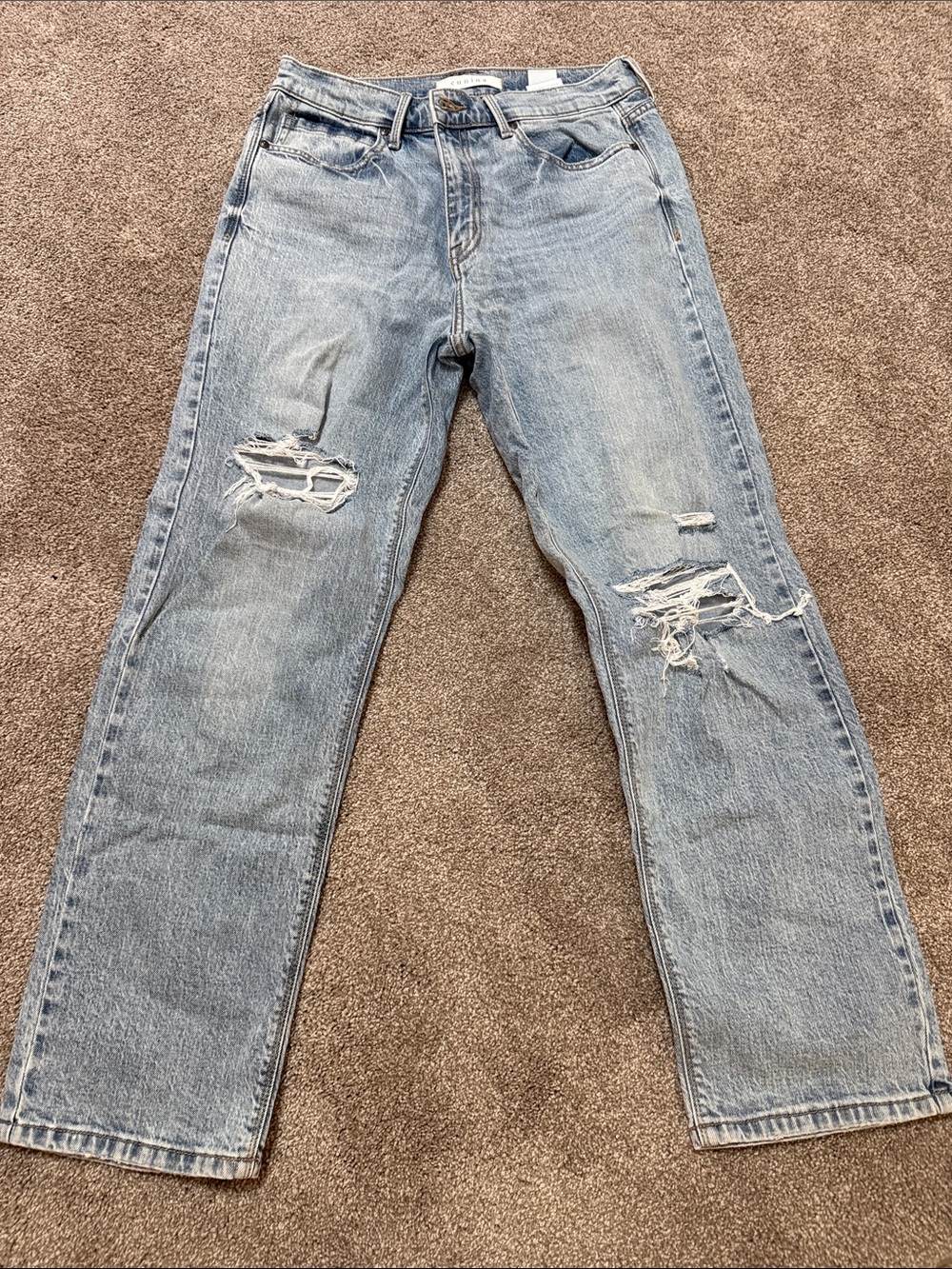 eunina Light Wash Distressed Straight-Leg Jeans